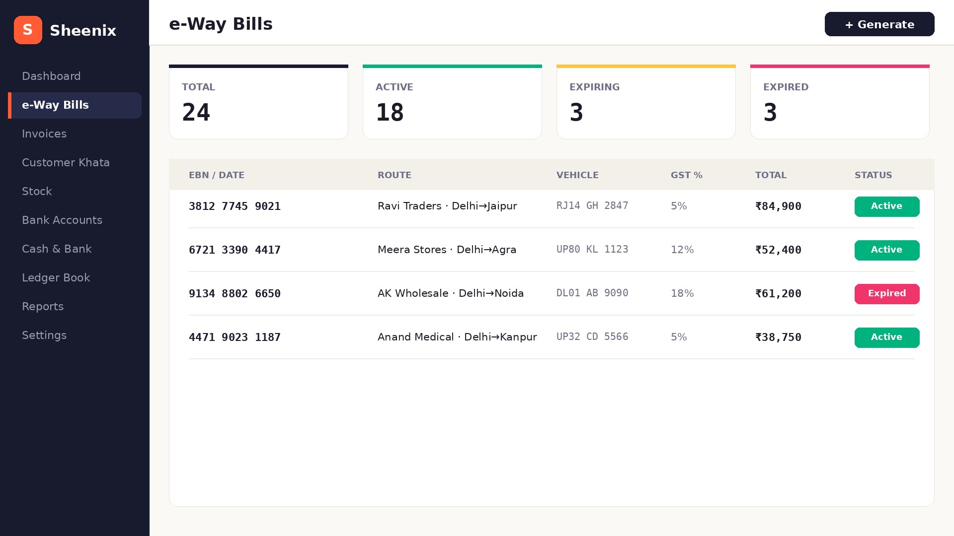 Sheenix dashboard